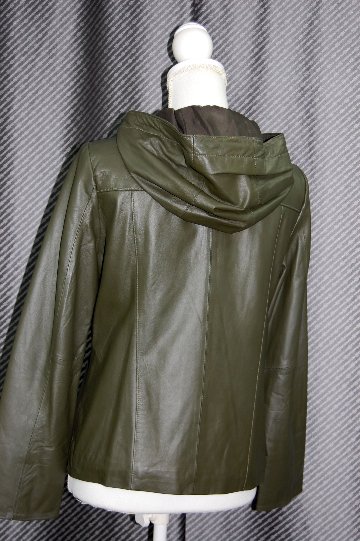ラムレザー　フーディージャケットの画像