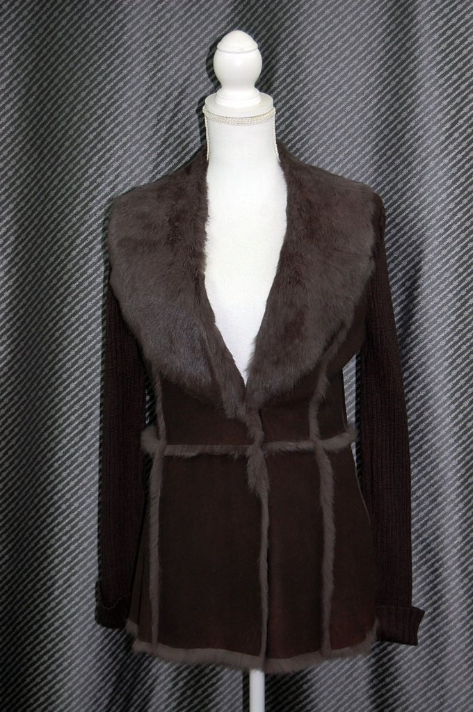 ラビット　ダブルフェイスジャケット　ニットスリーブの画像