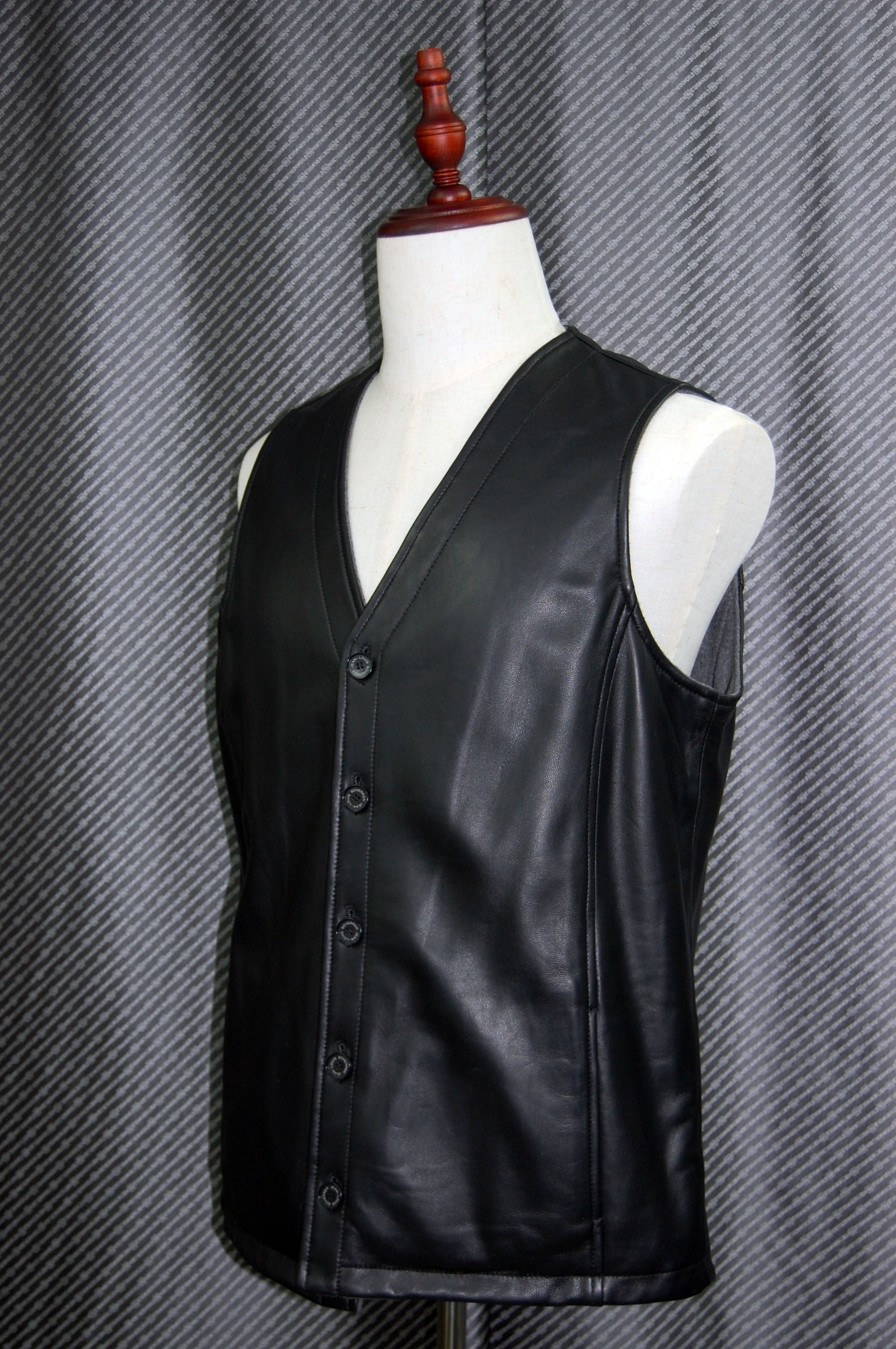 JEAN-LOUIS SCHERRER　Men'sラムレザー＆ウール混　リバーシブルベストの画像