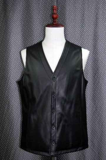 JEAN-LOUIS SCHERRER　Men'sラムレザー＆ウール混　リバーシブルベストの画像