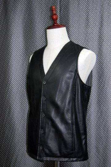 JEAN-LOUIS SCHERRER　Men'sラムレザー＆ウール混　リバーシブルベストの画像