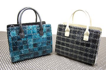 マットクロコダイル　パッチワークミニトートバッグの画像