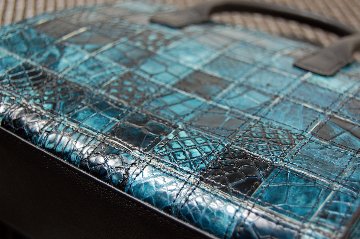 マットクロコダイル　パッチワークミニトートバッグの画像