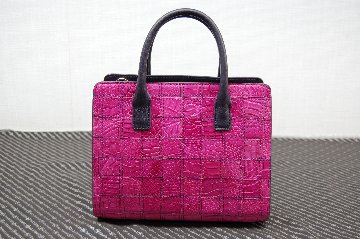 マットクロコダイル　パッチワークミニトートバッグの画像