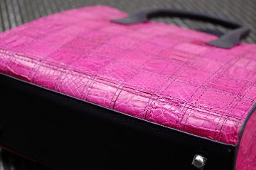 マットクロコダイル　パッチワークミニトートバッグの画像