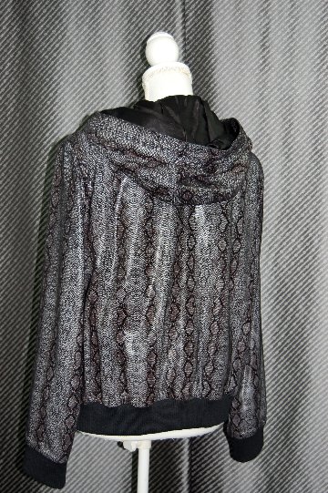 パイソンプリントラムレザー　フーディージャケットの画像