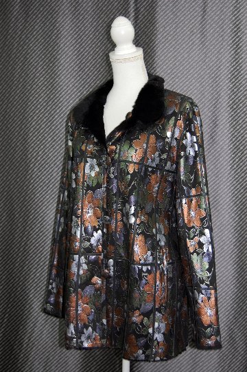 プラックトウィーゼル　ダブルフェイスジャケット　花柄メタリックプリントの画像