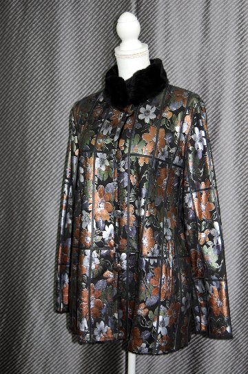 プラックトウィーゼル　ダブルフェイスジャケット　花柄メタリックプリントの画像