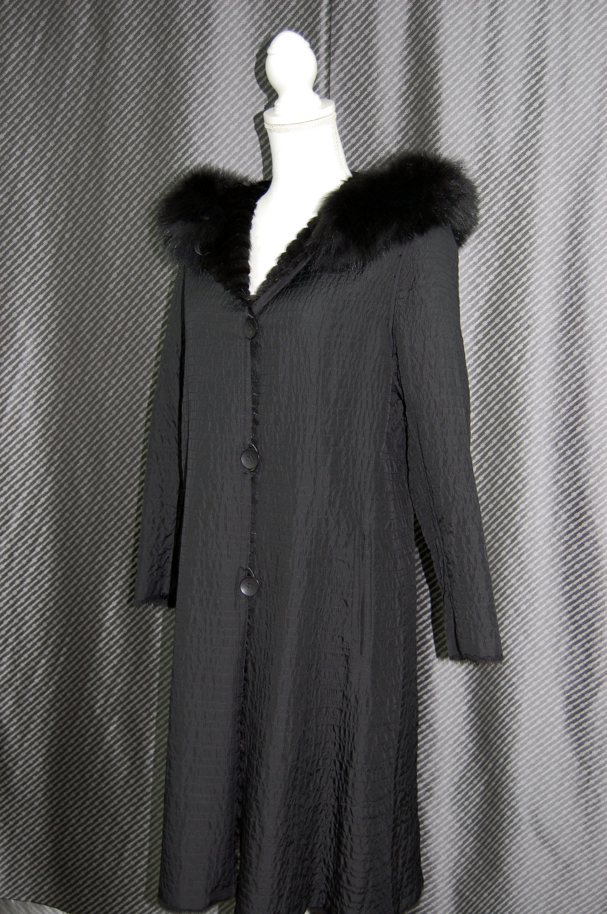 ミンク＆レッキスレイヤー　シルクリバーシブルコート　Foxフードトリムの画像