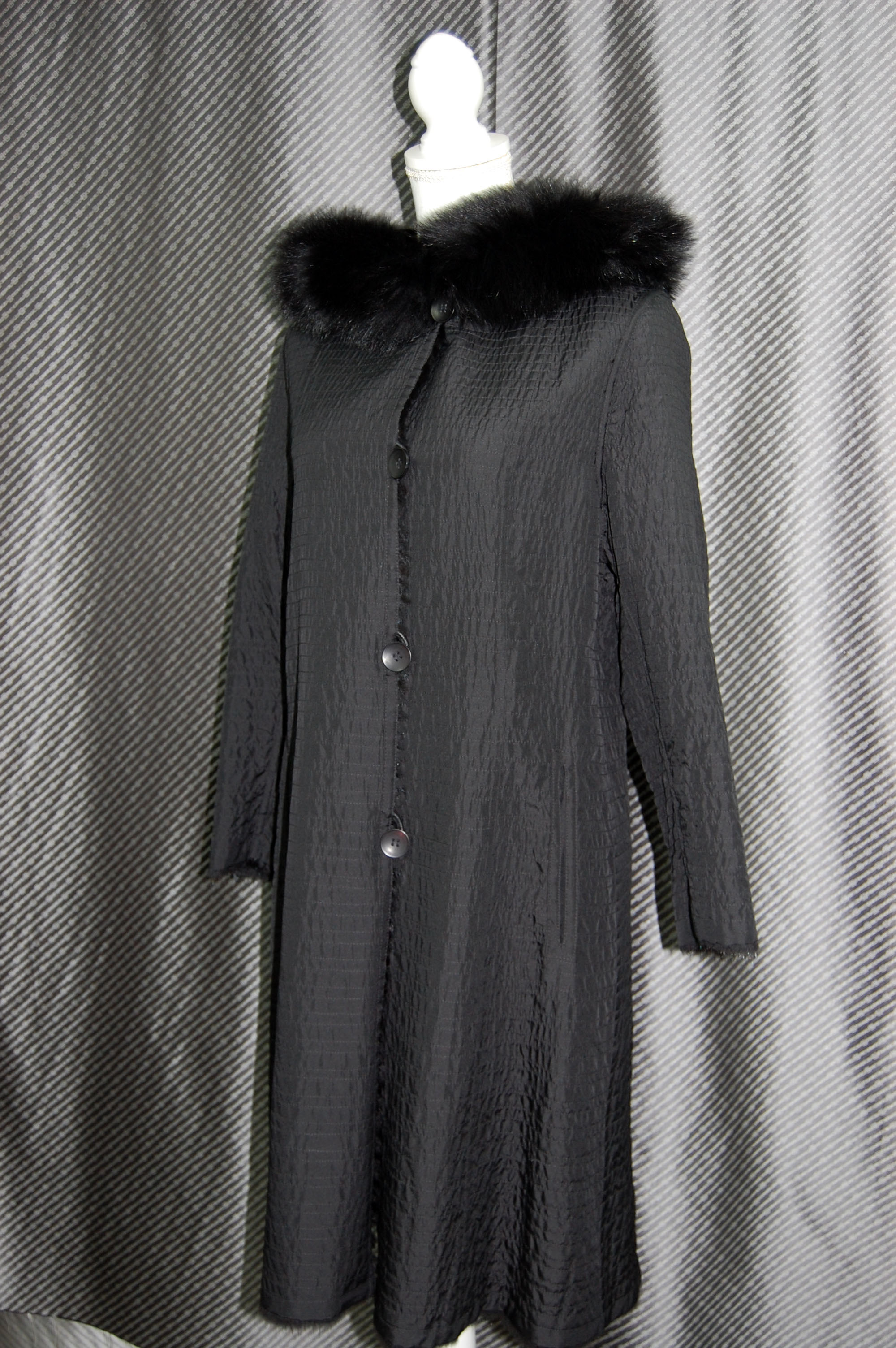 ミンク＆レッキスレイヤー　シルクリバーシブルコート　Foxフードトリムの画像