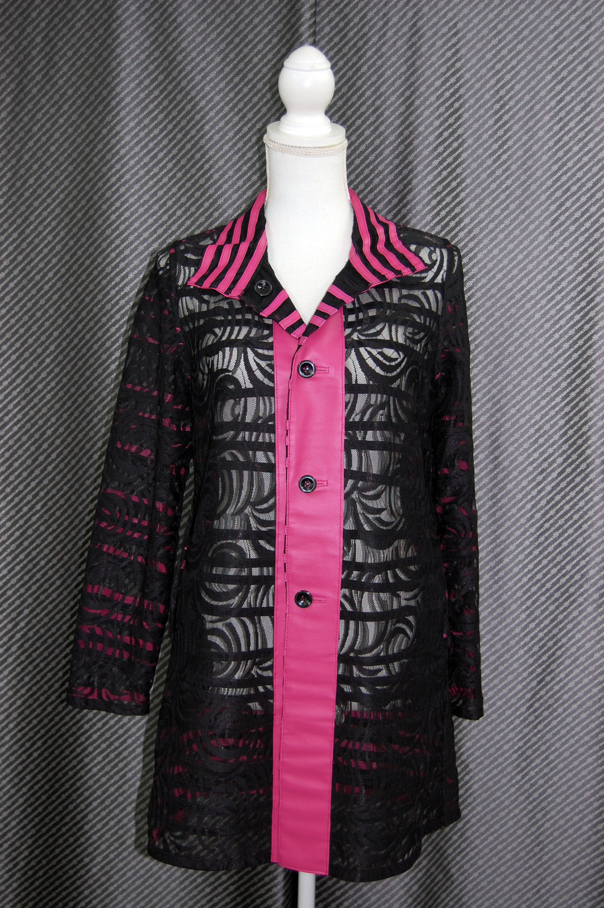 ラムレザー＆レース　リバーシブルロングジャケットの画像