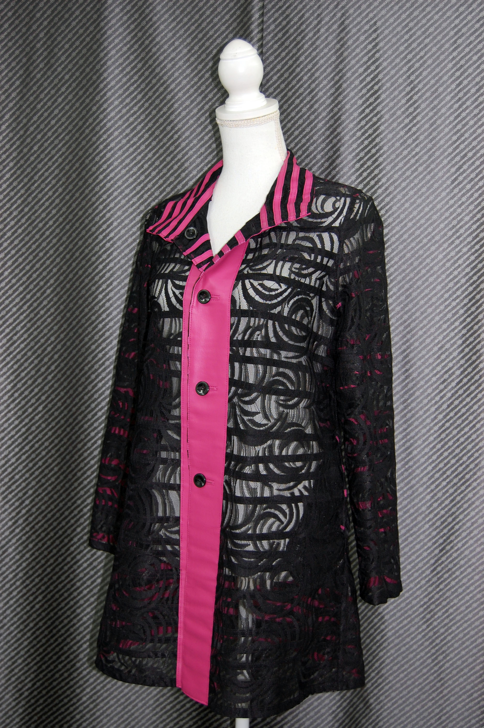 ラムレザー＆レース　リバーシブルロングジャケットの画像