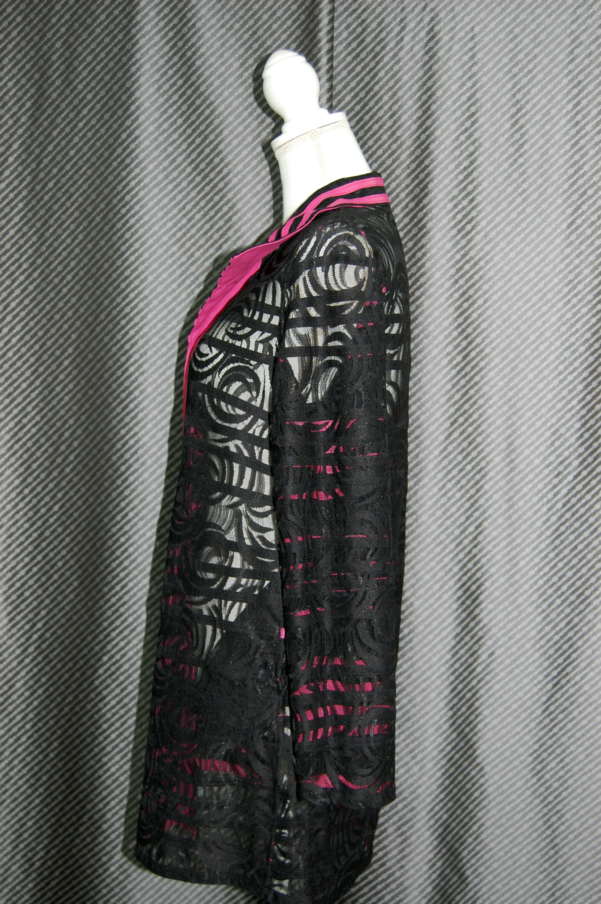 ラムレザー＆レース　リバーシブルロングジャケットの画像