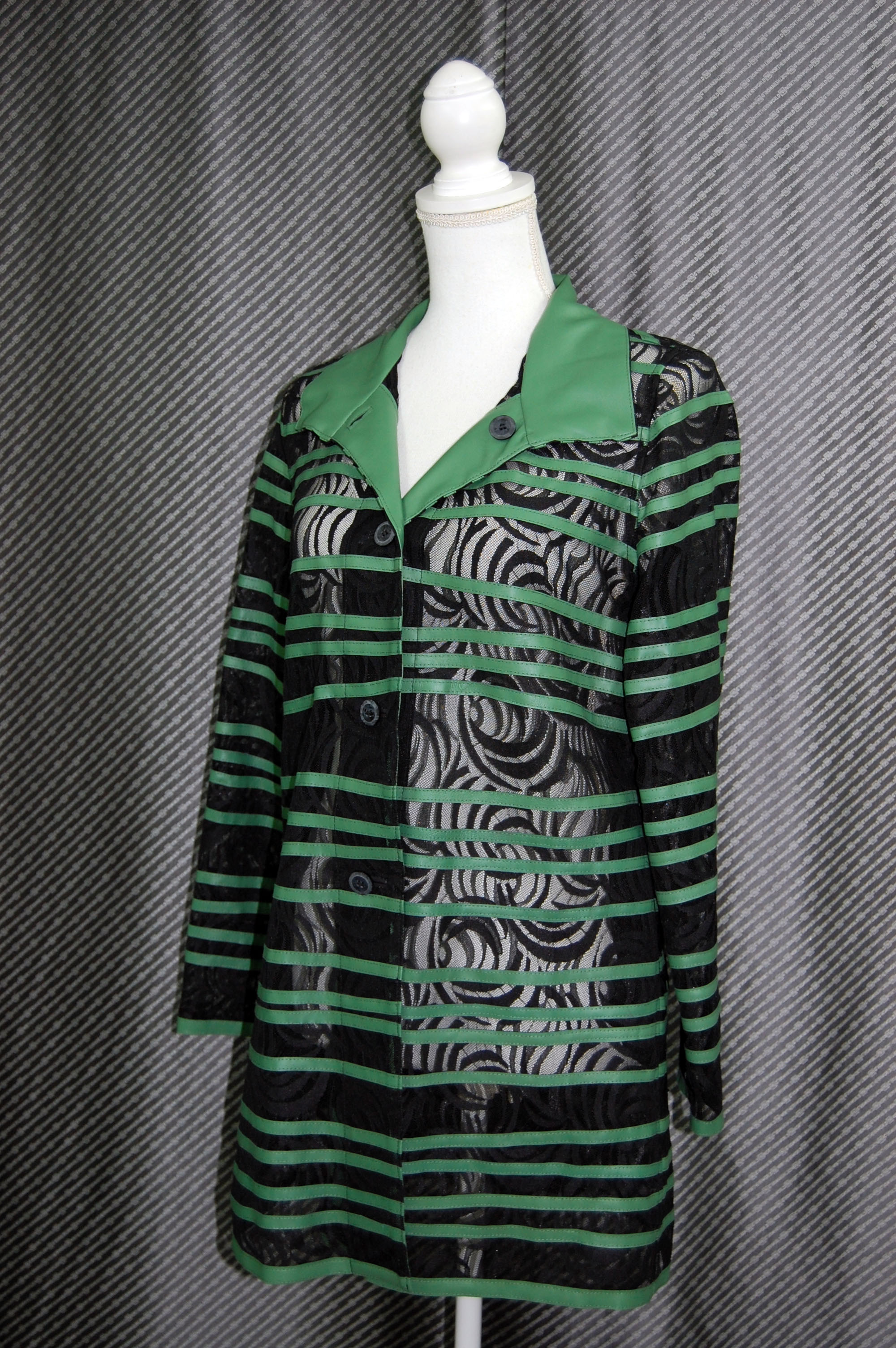 ラムレザー＆レース　リバーシブルロングジャケットの画像