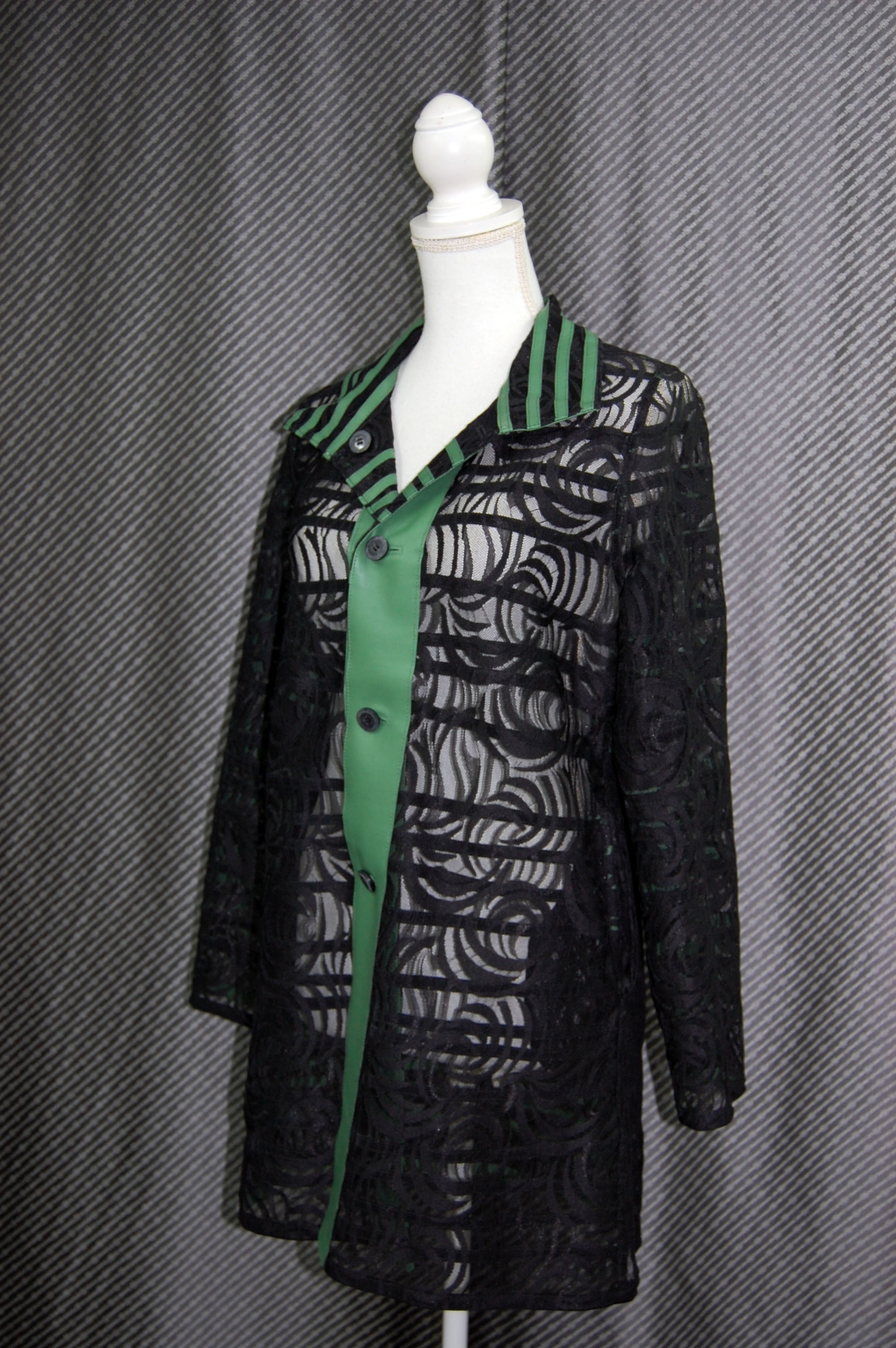 ラムレザー＆レース　リバーシブルロングジャケットの画像