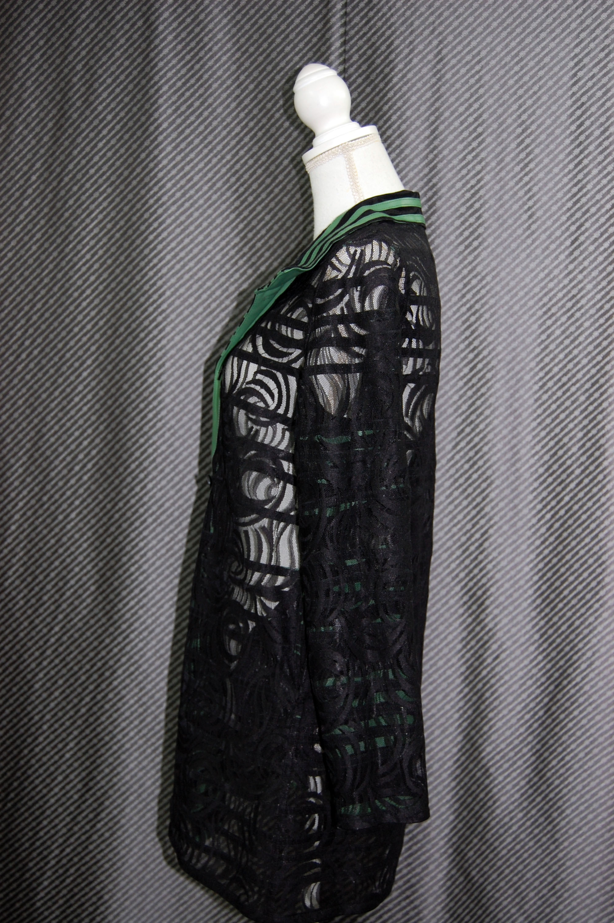 ラムレザー＆レース　リバーシブルロングジャケットの画像