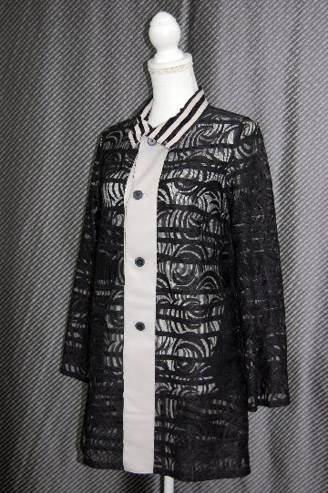 ラムレザー＆レース　リバーシブルロングジャケットの画像