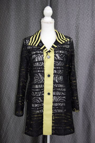 ラムレザー＆レース　リバーシブルロングジャケットの画像