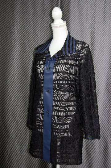 ラムレザー＆レース　リバーシブルロングジャケットの画像