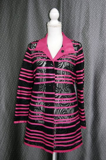 ラムレザー＆レース　リバーシブルロングジャケットの画像