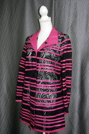 ラムレザー＆レース　リバーシブルロングジャケットの画像