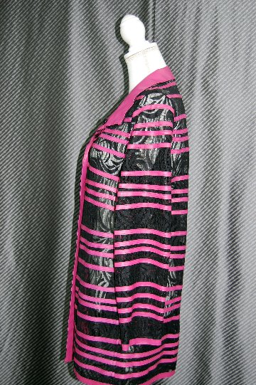 ラムレザー＆レース　リバーシブルロングジャケットの画像