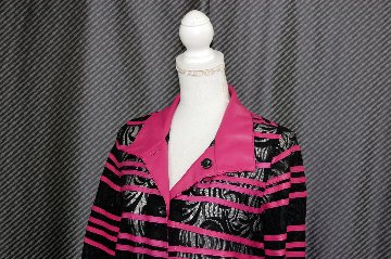 ラムレザー＆レース　リバーシブルロングジャケットの画像