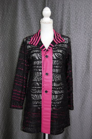 ラムレザー＆レース　リバーシブルロングジャケットの画像