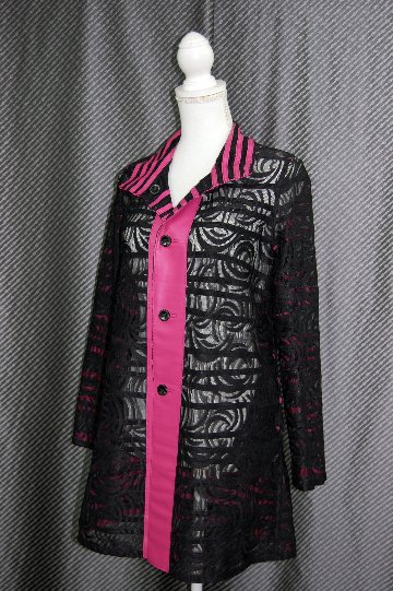 ラムレザー＆レース　リバーシブルロングジャケットの画像