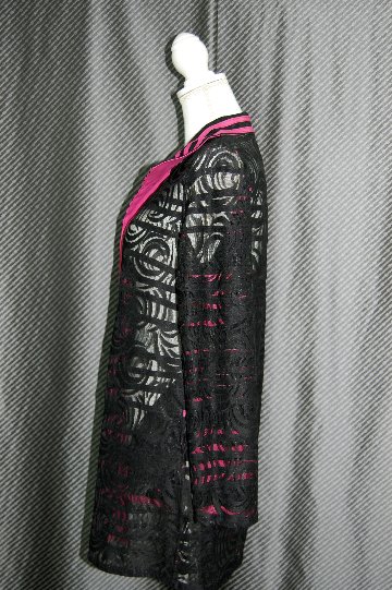 ラムレザー＆レース　リバーシブルロングジャケットの画像