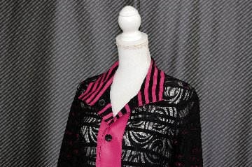 ラムレザー＆レース　リバーシブルロングジャケットの画像