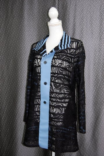 ラムレザー＆レース　リバーシブルロングジャケットの画像