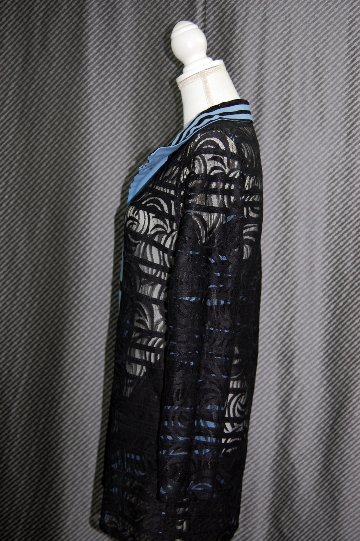 ラムレザー＆レース　リバーシブルロングジャケットの画像