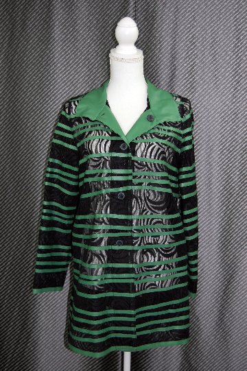 ラムレザー＆レース　リバーシブルロングジャケットの画像