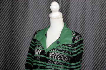 ラムレザー＆レース　リバーシブルロングジャケットの画像