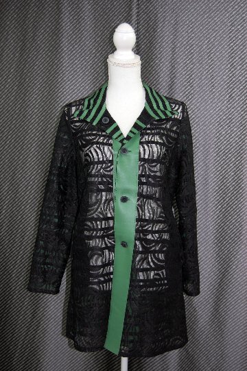 ラムレザー＆レース　リバーシブルロングジャケットの画像