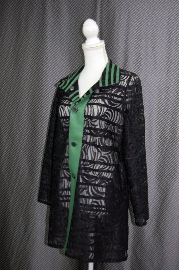 ラムレザー＆レース　リバーシブルロングジャケットの画像