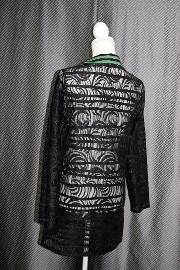 ラムレザー＆レース　リバーシブルロングジャケットの画像