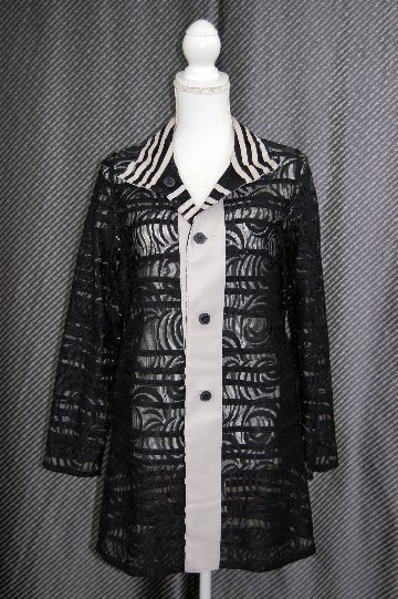ラムレザー＆レース　リバーシブルロングジャケットの画像