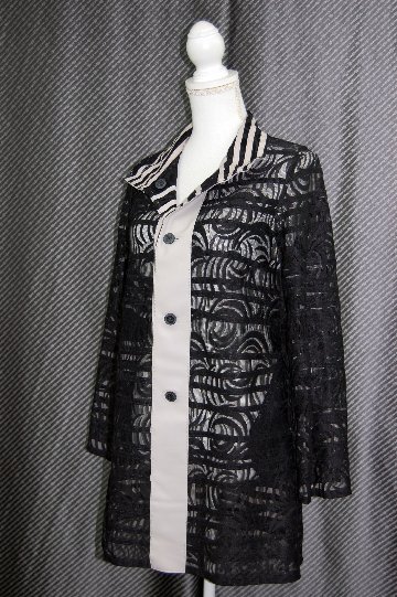ラムレザー＆レース　リバーシブルロングジャケットの画像