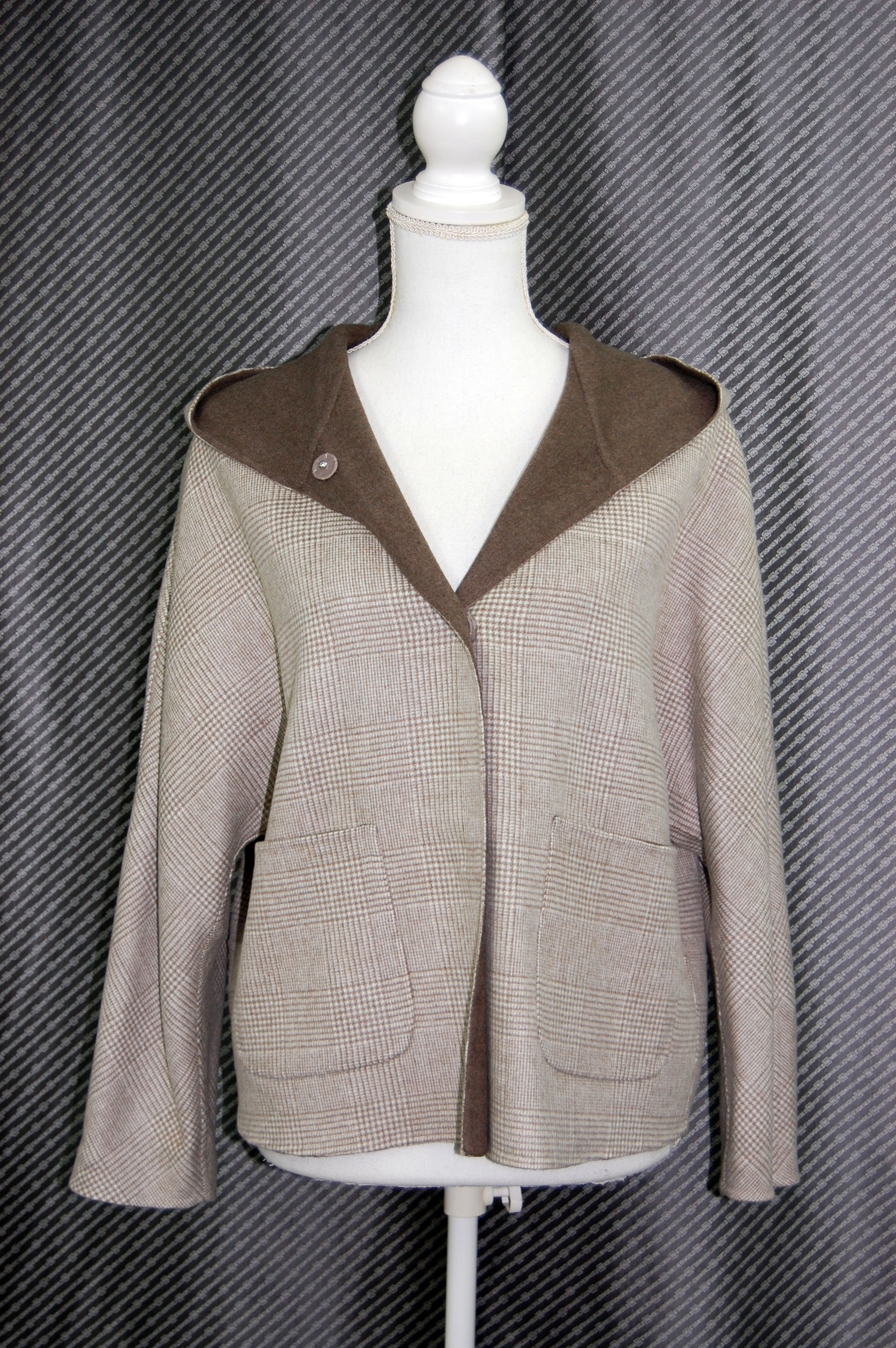 カシミヤ混ウール　ダブルフェイスフーディージャケットの画像