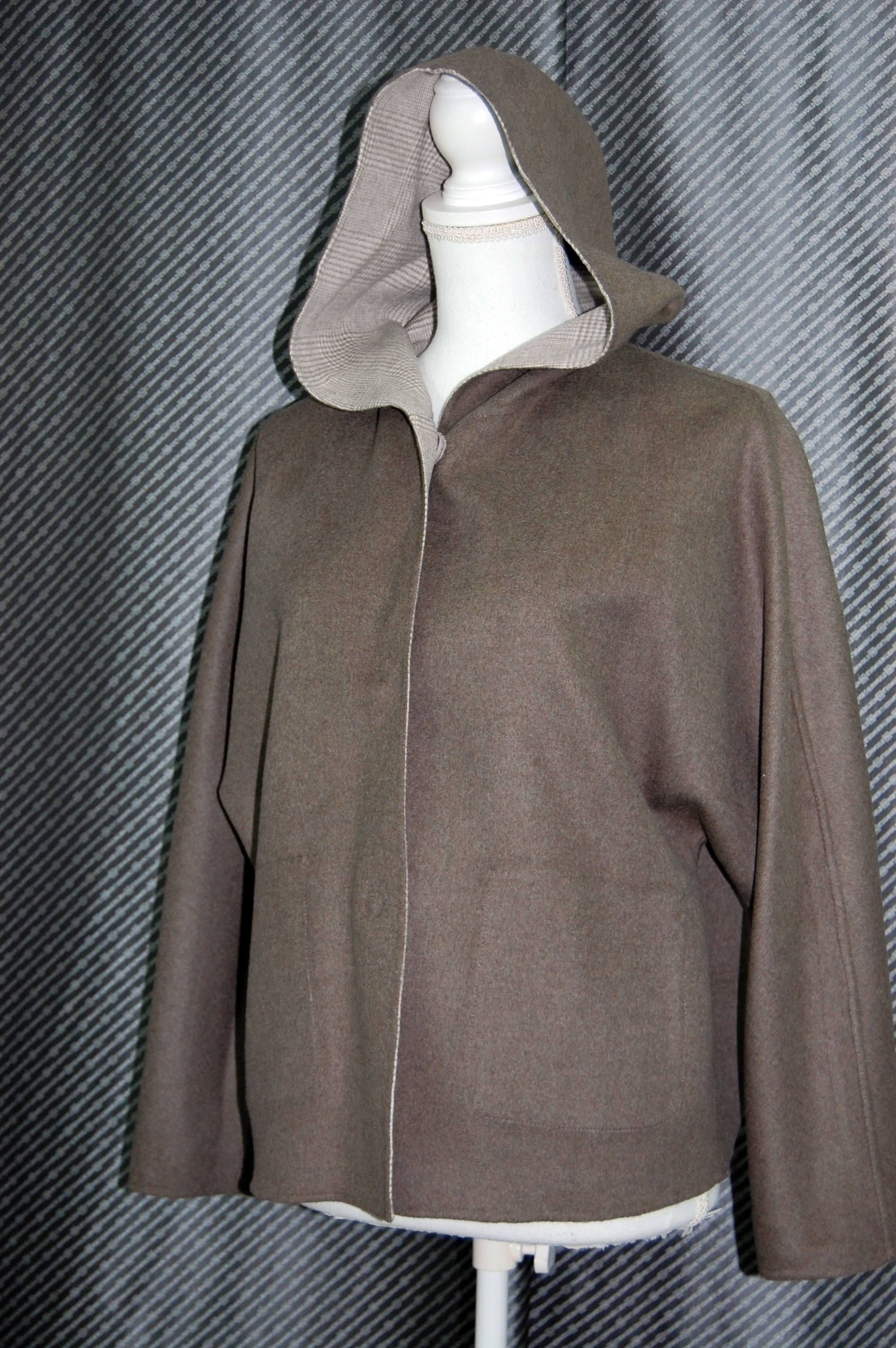 カシミヤ混ウール　ダブルフェイスフーディージャケットの画像