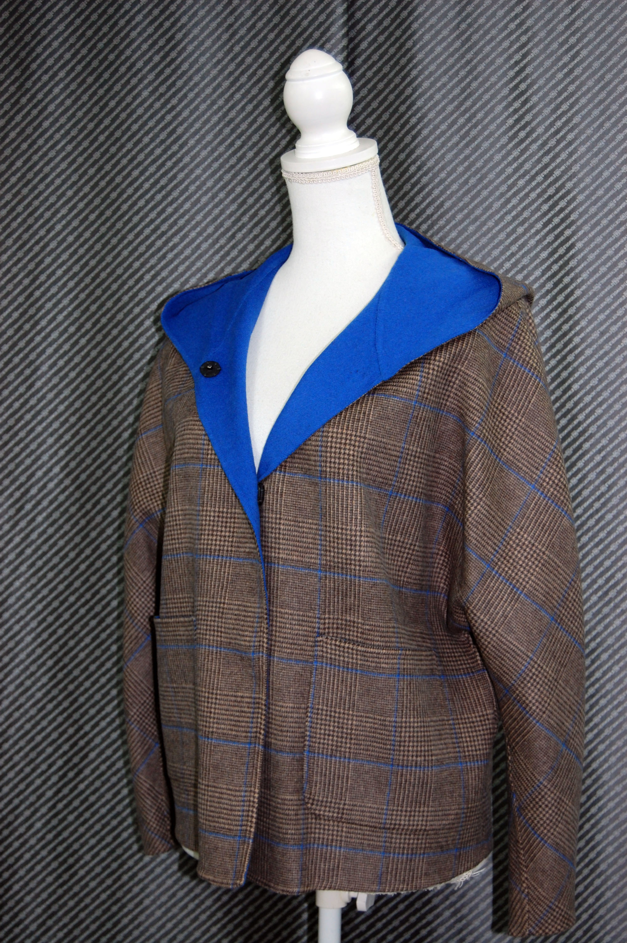 カシミヤ混ウール　ダブルフェイスフーディージャケットの画像