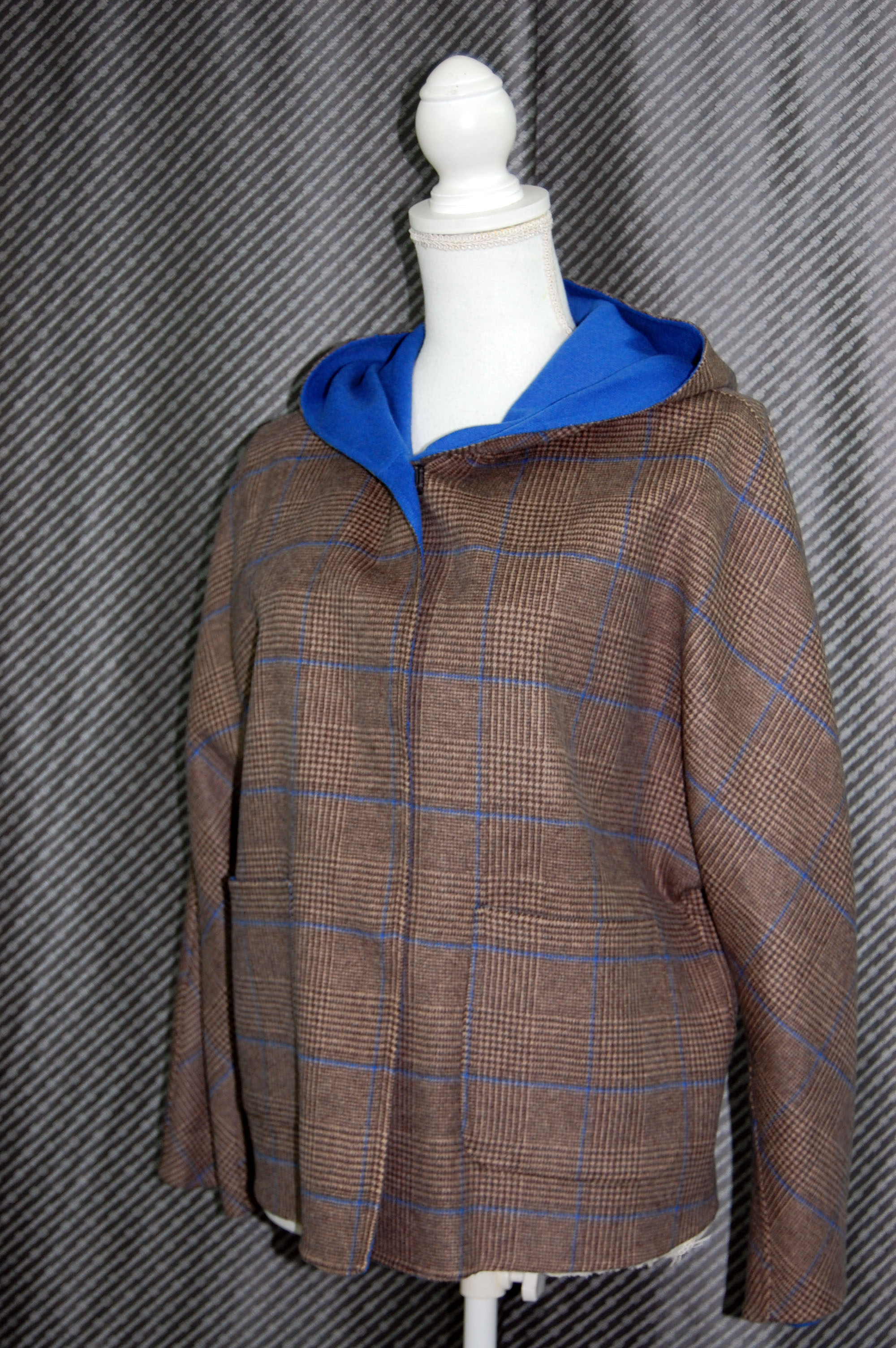 カシミヤ混ウール　ダブルフェイスフーディージャケットの画像