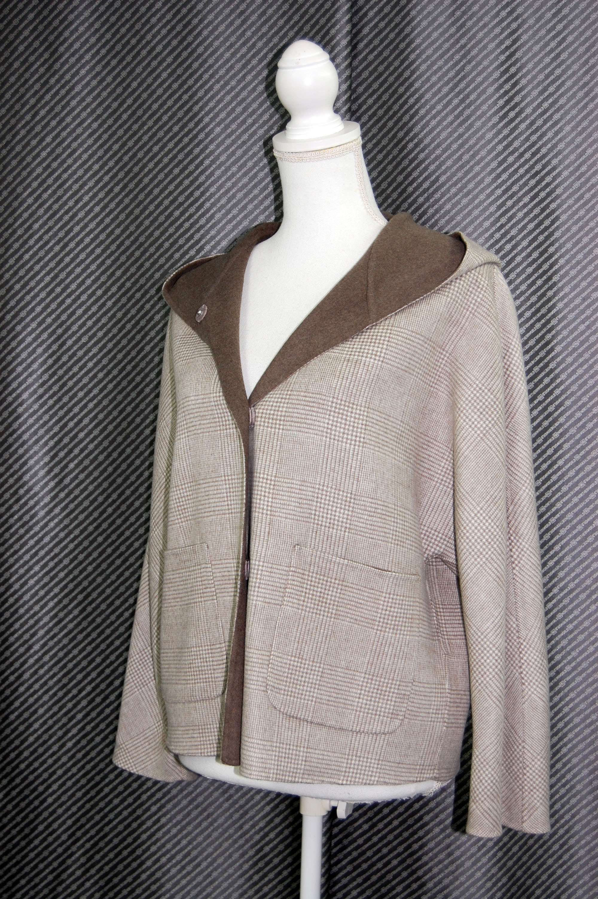 カシミヤ混ウール　ダブルフェイスフーディージャケットの画像