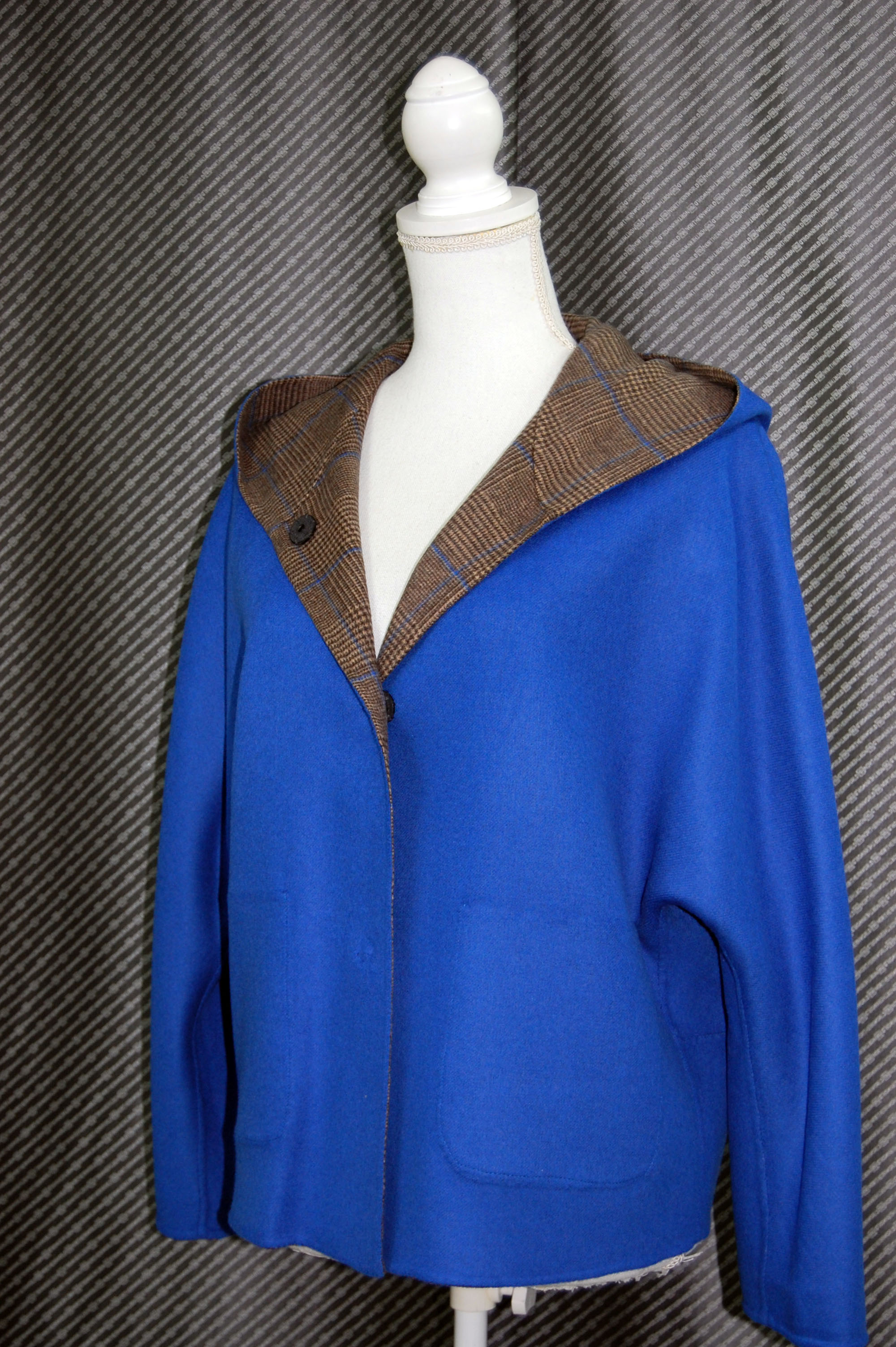 カシミヤ混ウール　ダブルフェイスフーディージャケットの画像