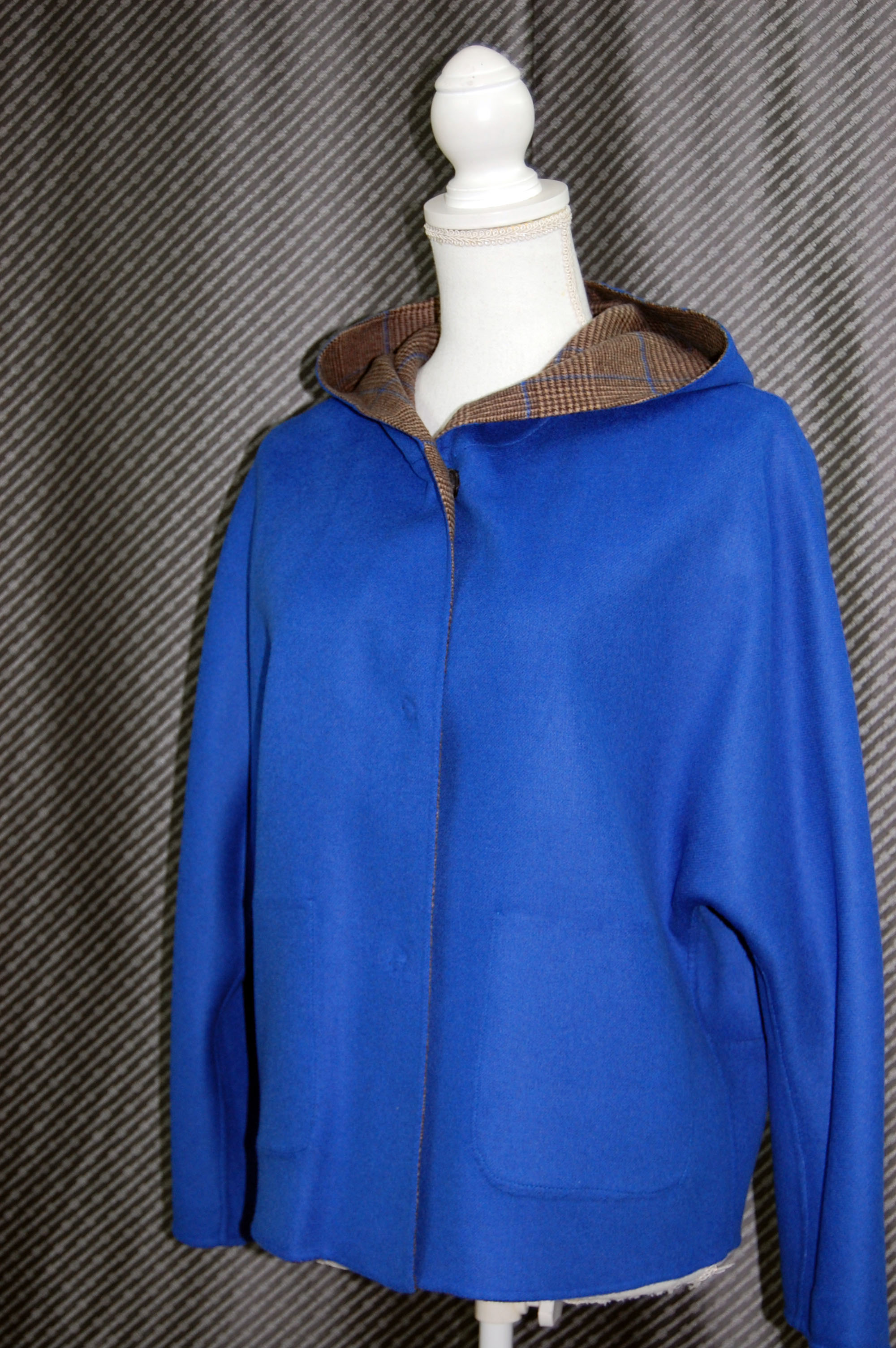 カシミヤ混ウール　ダブルフェイスフーディージャケットの画像