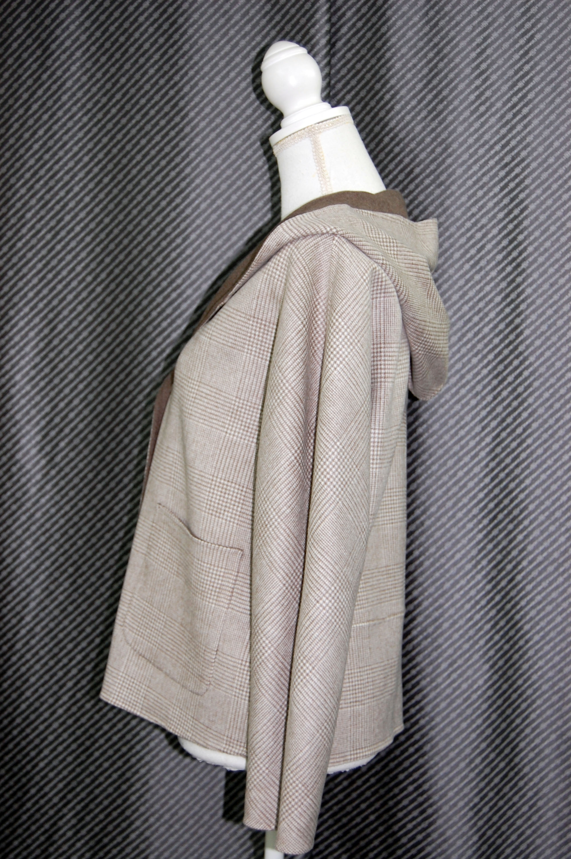 カシミヤ混ウール　ダブルフェイスフーディージャケットの画像