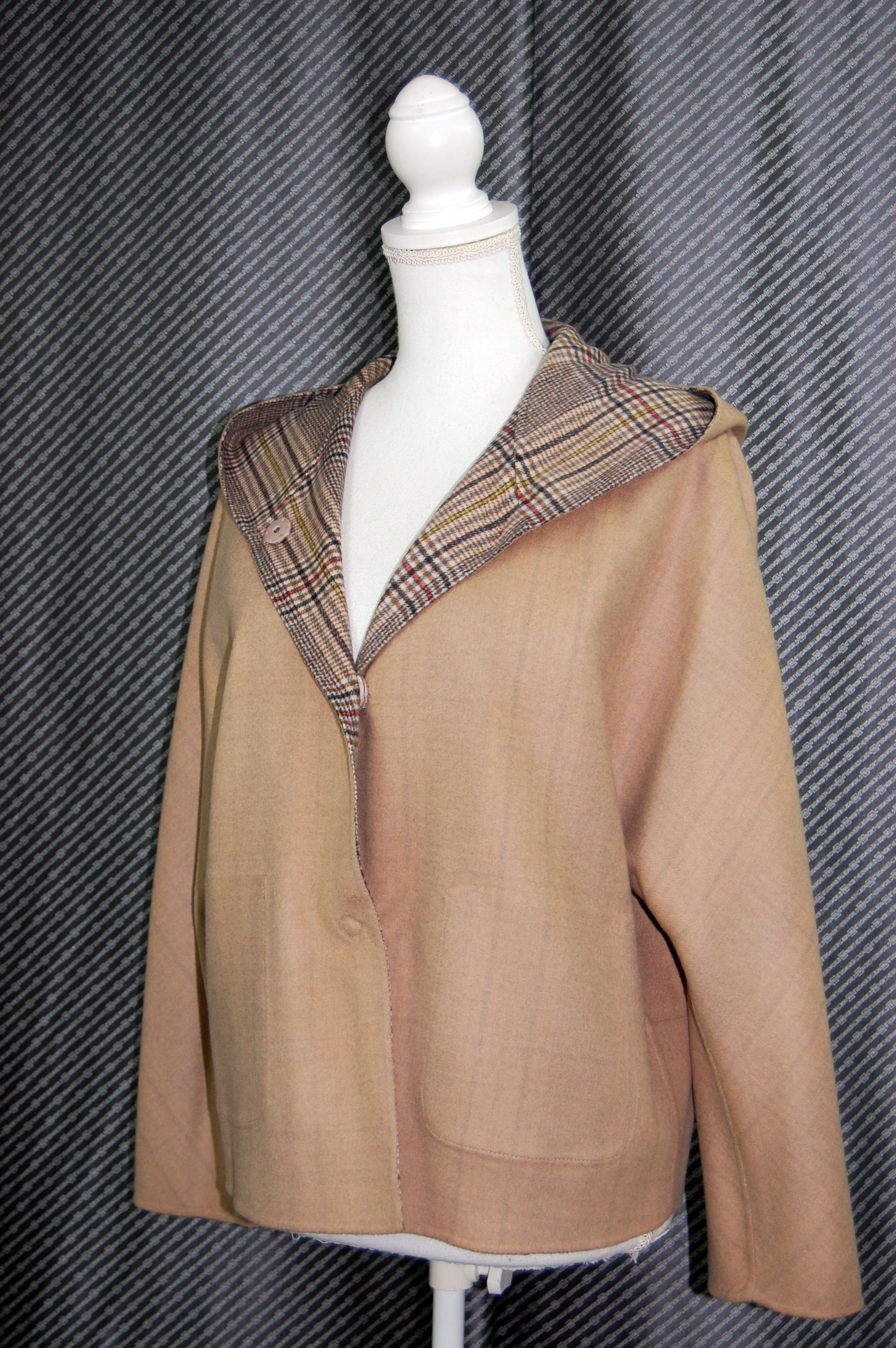 カシミヤ混ウール　ダブルフェイスフーディージャケットの画像