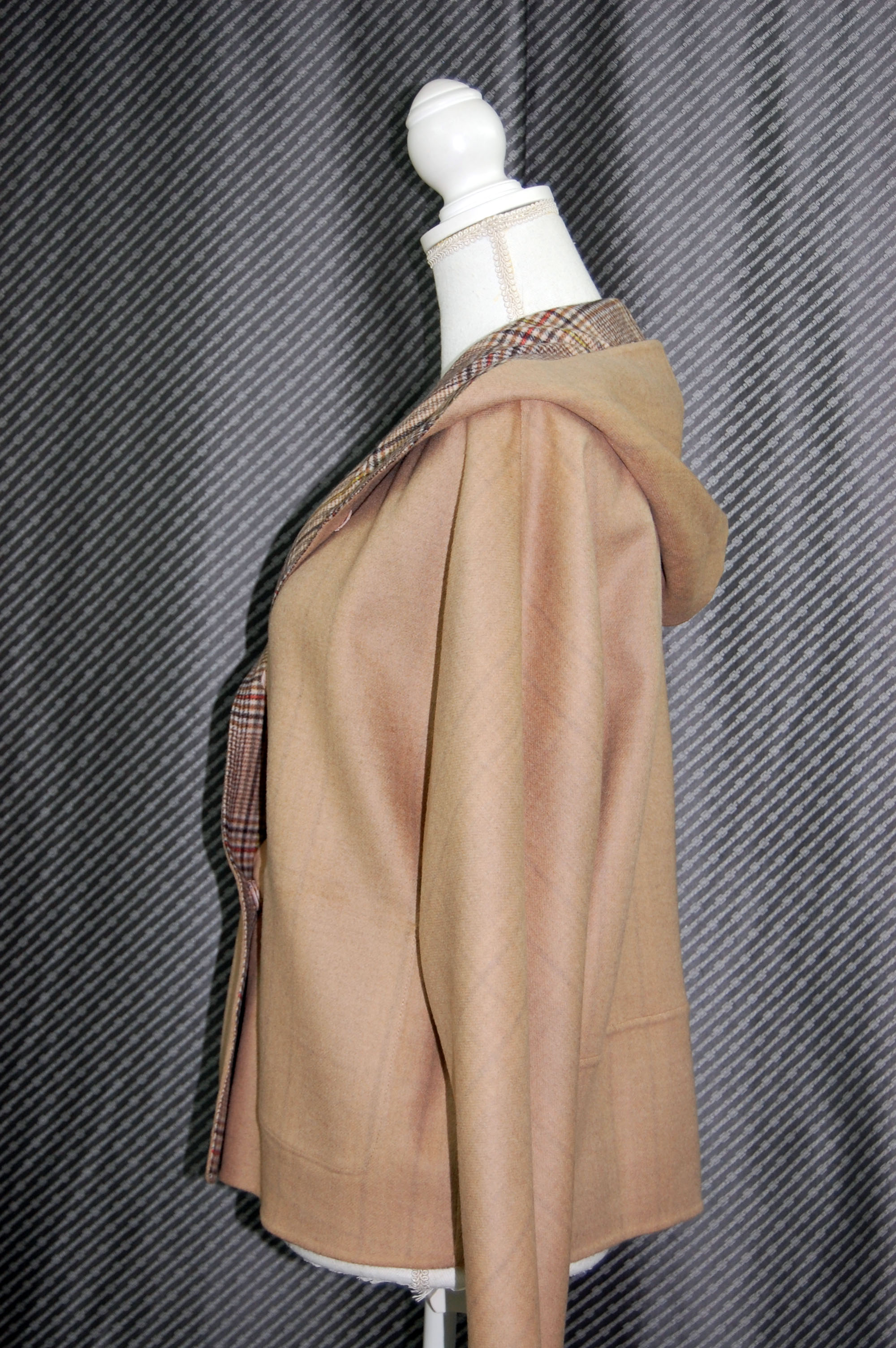 カシミヤ混ウール　ダブルフェイスフーディージャケットの画像